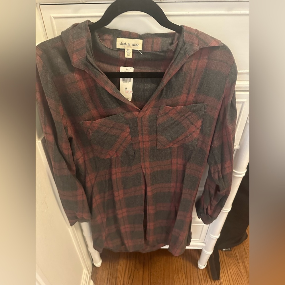 NWT cloth and stone plaid dress